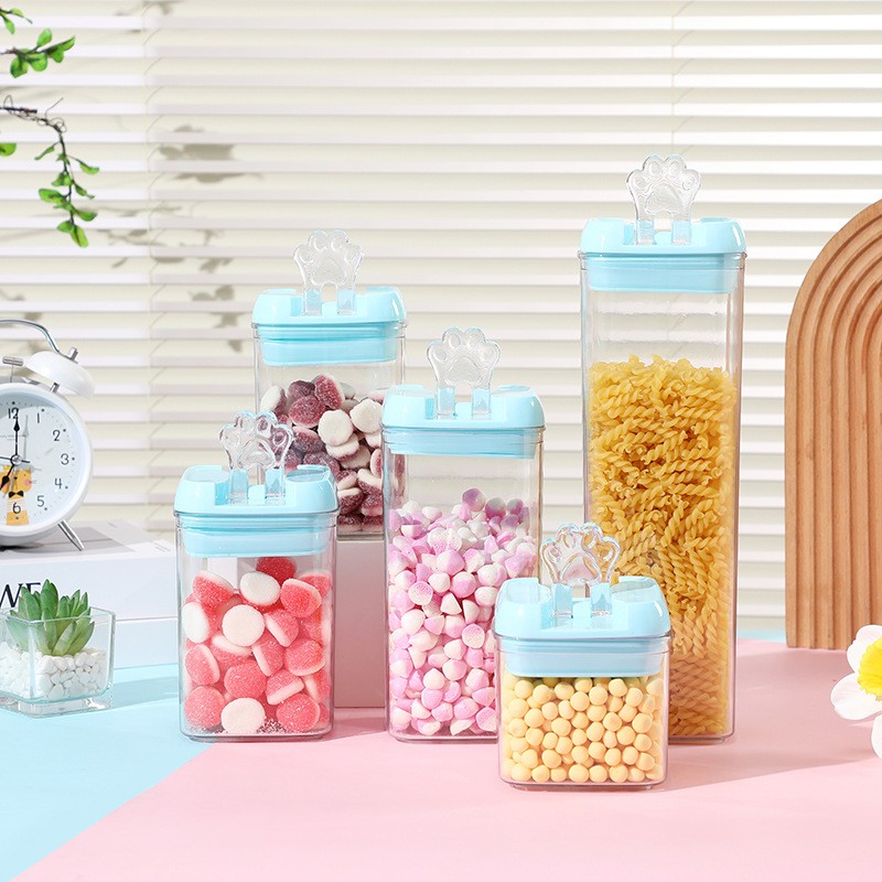 Cutie de Depozitare Alimente, , 0.8L, Capac Albastru, din PP+PET, Inchidere Ermetica, 10 x 10 x 15.5 cm, Transparent - imagine 4