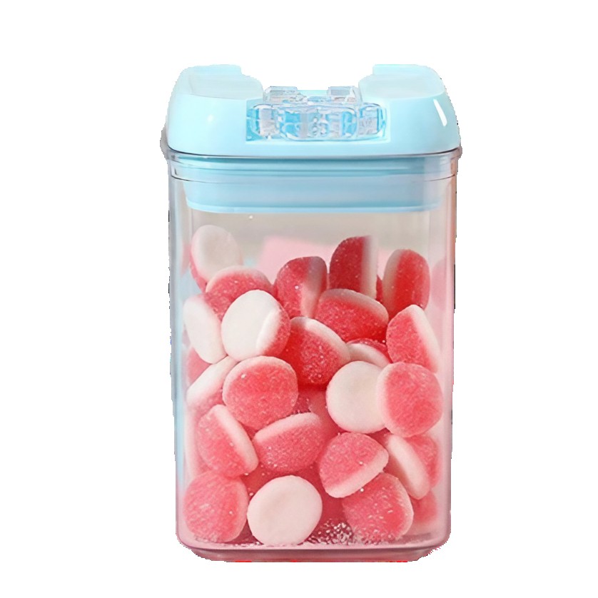 Cutie de Depozitare Alimente, , 0.8L, Capac Albastru, din PP+PET, Inchidere Ermetica, 10 x 10 x 15.5 cm, Transparent