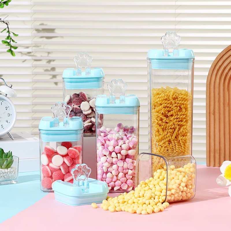 Cutie de Depozitare Alimente, , 1.2L, Capac Albastru, din PP+PET, Inchidere Ermetica, 10 x 10 x 20.5 cm, Transparent - imagine 3
