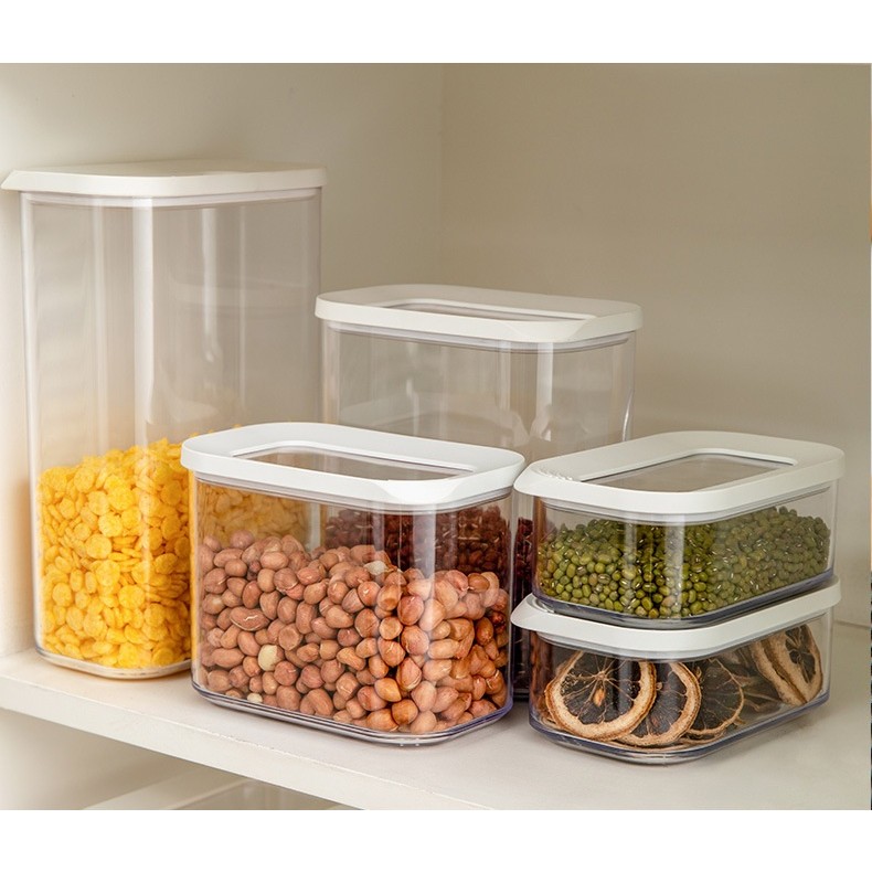 Cutie de Depozitare Alimente, , 1L, Capac Alb, din ABS+Silicon, 14.5 x 9 x 11.3 cm, Transparent - imagine 2