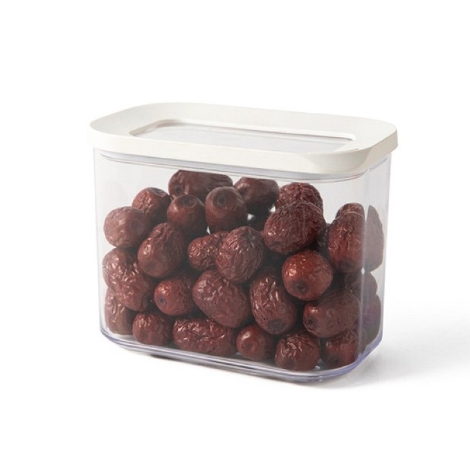 Cutie de Depozitare Alimente, , 1L, Capac Alb, din ABS+Silicon, 14.5 x 9 x 11.3 cm, Transparent