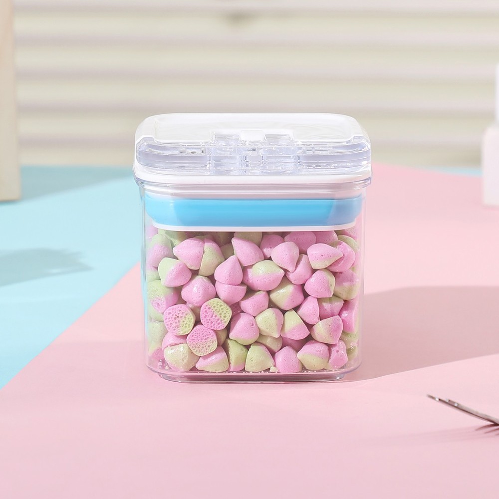 Cutie de Depozitare Alimente, , Cutie de tip Container pentru Bucatarie, Cutie pentru Condimente, din PET ABS Silicon, 10 x 10 x 10.5 cm, 250 g, 0.5L Transparenta - imagine 2