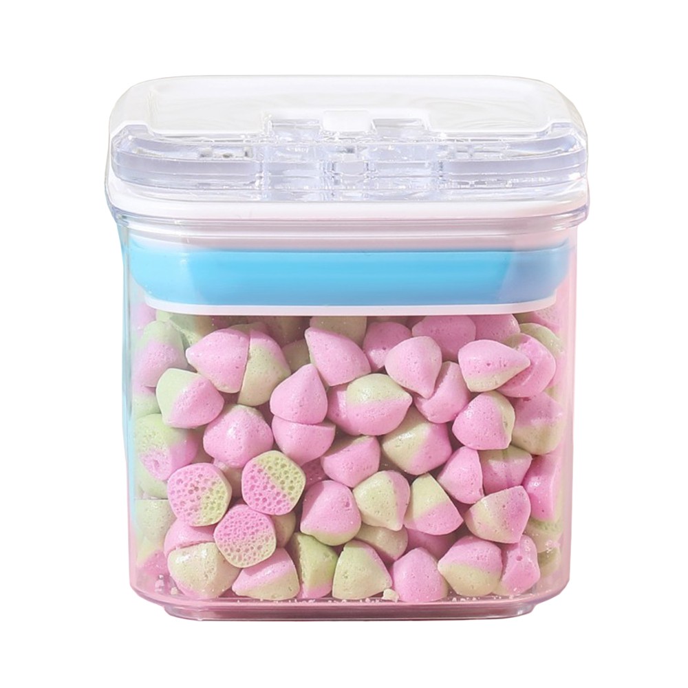 Cutie de Depozitare Alimente, , Cutie de tip Container pentru Bucatarie, Cutie pentru Condimente, din PET ABS Silicon, 10 x 10 x 10.5 cm, 250 g, 0.5L Transparenta
