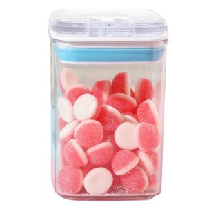 Cutie de Depozitare Alimente, , tip Container, 0.8L, 10x10x15.5 cm, Recipiente pentru Cereale in Bucatarie,  Transparente cu Capac Alb-Albastru