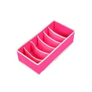 Cutie De Depozitare, , Pentru Lenjerie, Sosete Si Sutiene, Material Textil, 6 Compartimente, 32 x 16 x 10 cm, Culoare Roz