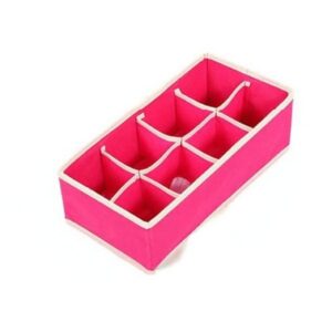 Cutie De Depozitare, , Pentru Lenjerie, Sosete Si Sutiene, Material Textil, 8 Compartimente, 32 x 16 x 10 cm, Culoare Roz