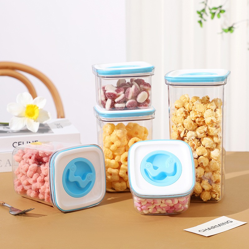 Cutie de Depozitare pentru Bucatarie, , 1.3L, din ABS+PET+Silicon, Capac Alb/Albastru, 11.5 x 15 x 8 cm, Transparent - imagine 2