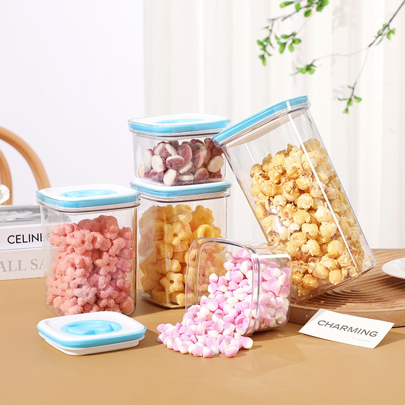 Cutie de Depozitare pentru Bucatarie, , 1.3L, din ABS+PET+Silicon, Capac Alb/Albastru, 11.5 x 15 x 8 cm, Transparent - imagine 3