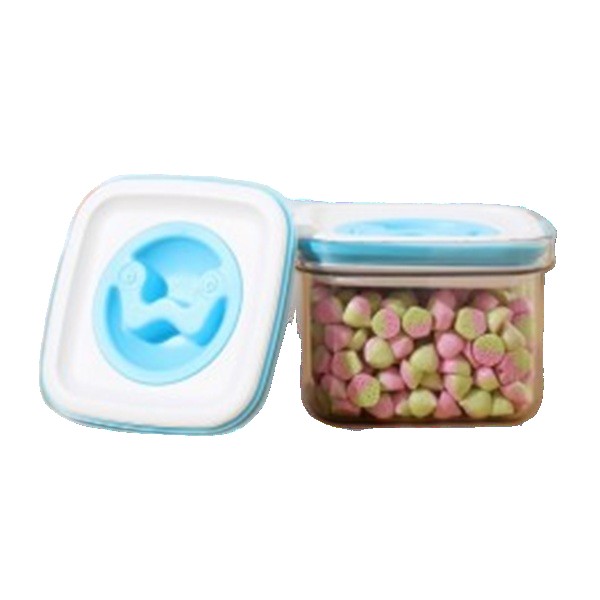 Cutie de Depozitare pentru Bucatarie, , 600 ml, din ABS+PET+Silicon, Capac Alb/Albastru, 11.5 x 8 x 8 cm, Transparent