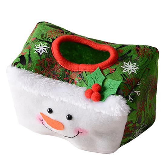 Cutie Decorativa pentru Servetele, , Model Om de Zapada, Tematica Craciun, 16 x 10 cm, Verde