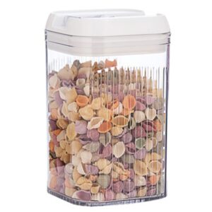 Cutie de Depozitare Alimente, , Cutie pentru Bucatarie, Cutie pentru Condimente, din PET ABS Silicon, 12.5 x 12.5 x 21.5 cm, 534 g, 2L, Transparent alb