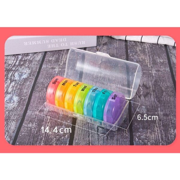 Cutie Depozitare Medicamente, , 7 Zile, 14 Compartimente, Cutie Suport, Recipiente Detasabile, Portabila, Multicolor, 17.5x11x9.5 cm - imagine 3