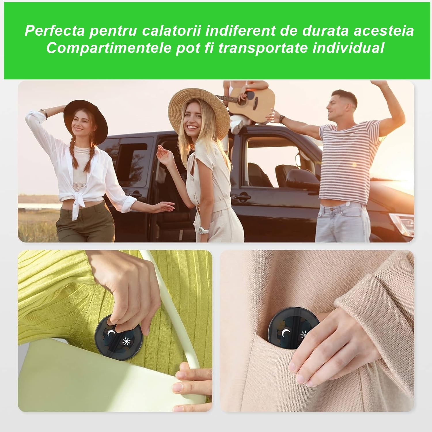Cutie Depozitare Medicamente, , 7 Zile, 14 Compartimente, Cutie Suport, Recipiente Detasabile, Portabila, Negru, 17.5x11x9.5 cm - imagine 2