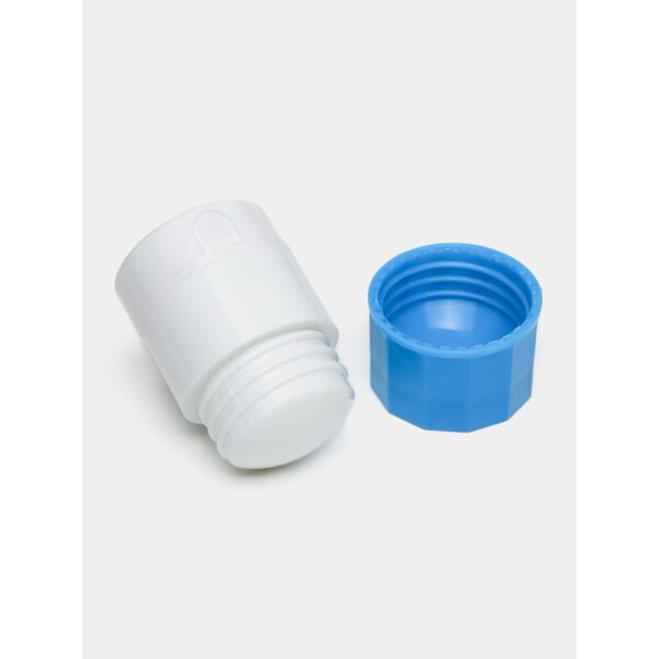 Cutie Pastile Multifunctionala, , 4 in 1, Pahar Apa, Taiere, Sfaramare, Depozitare, Compact, ABS cu Lama din Inox, Alb/Albastru, 8.7x6.2x4.1 cm - imagine 4