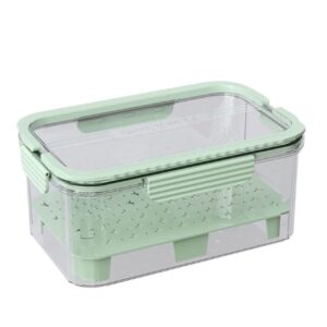 Cutie pentru Depozitare Alimente, , de Uz Casnic, 2 Compartimente, Zona pentru Gheata, Mentinere Fresh, cu Maner, Material PET, 23x15x10.8 cm, Verde