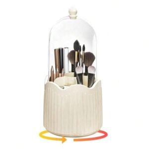 Cutie pentru Depozitarea Pensulelor de Machiaj, , Rotativa, Plastic, 36 cm x 13 cm, Bej