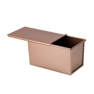 Tava pentru Paine, , din Otel Carbon, 450 g, cu Capac, Antiaderenta, 21 x 11 x 11.5 cm, Roz Auriu