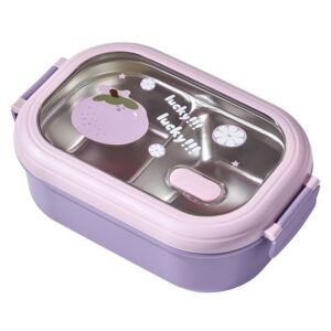 Cutie pentru Pranz sau Gustari, , cu Doua Compartimente, pentru Copii si Adulti, Etansare, PP, Perfect pentru Scoala si Birou, 1000 mL, 22.5x14.5x8 cm, Mov