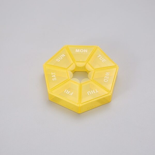 Cutie separator medicamente cu zilele saptamanii, , Plastic, 7 compartimente, Galben - imagine 2