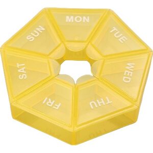 Cutie separator medicamente cu zilele saptamanii, , Plastic, 7 compartimente, Galben