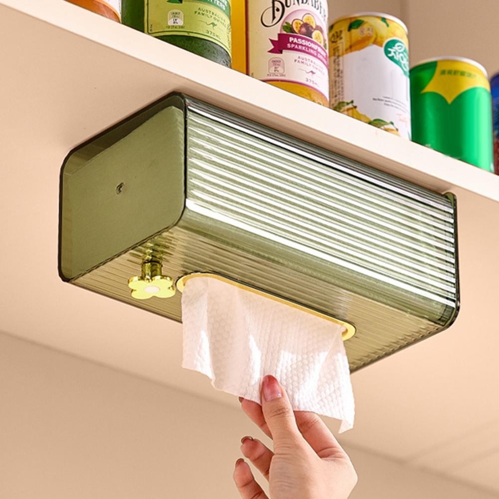 Cutie suport servetele eleganta , cu montare pe perete sau dulap, material plastic dur, 21.3 x 8.7 x 12 cm, verde - imagine 3