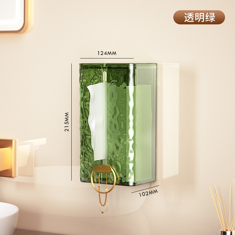 Cutie suport servetele eleganta , cu montare pe perete sau dulap, material plastic dur, 21.3 x 8.7 x 12 cm, verde