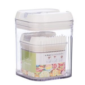 Cutii de Depozitare Alimente, , Set din 2 Cutii de tip Container, Recipiente pentru Cereale in Bucatarie, 0.5 L-10x10.5 cm, 1.3 L-12.5x12.5x16.5 cm, Transparente cu Capac Alb