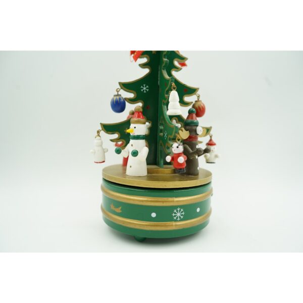 Cutiuta muzicala decorata de Craciun Bradut, Verde, din Lemn, 12 cm x 22 cm, Interior, - imagine 2