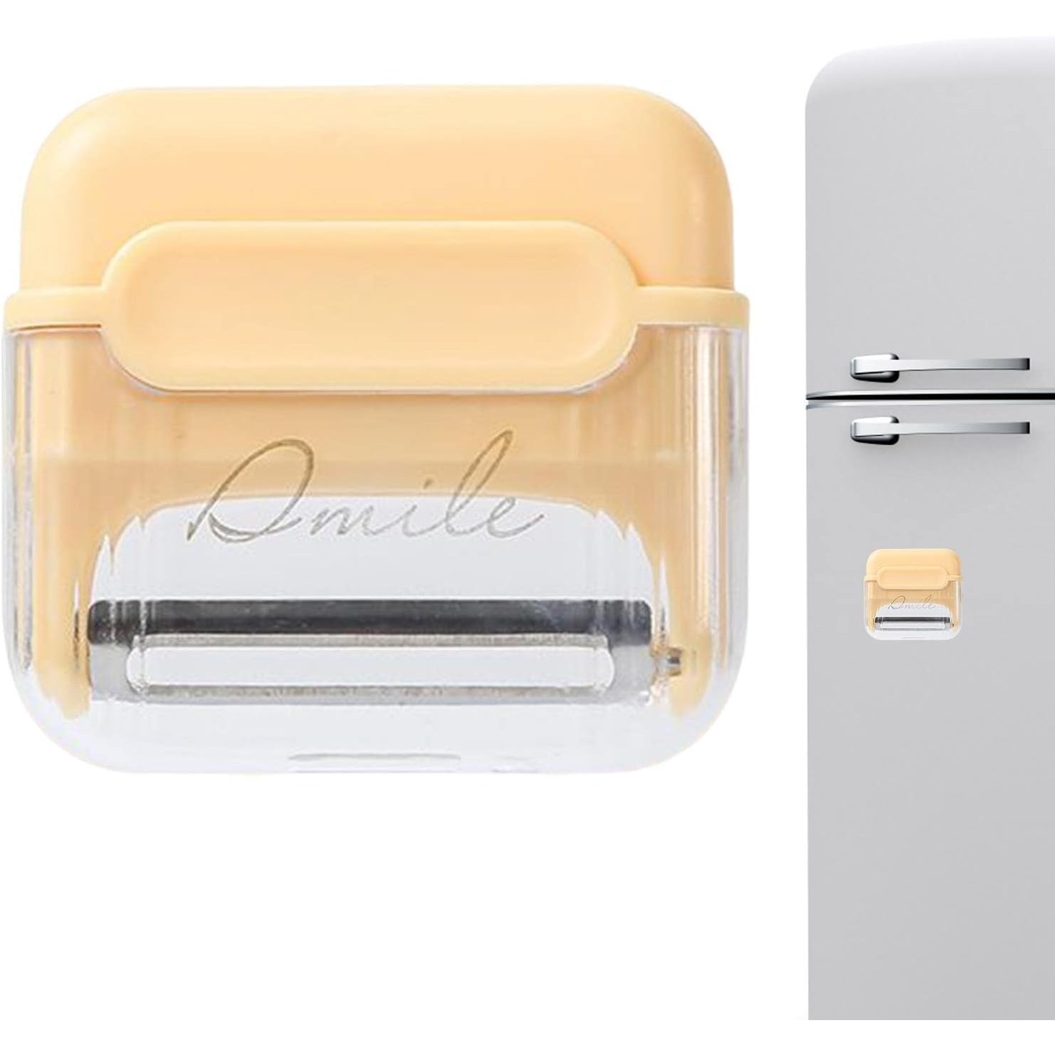 Decojitor/Curatator manual de legume si fructe, , portabil, cu magnet, doua lame, Inox, Galben, 6.7x6x1.6 cm - imagine 2