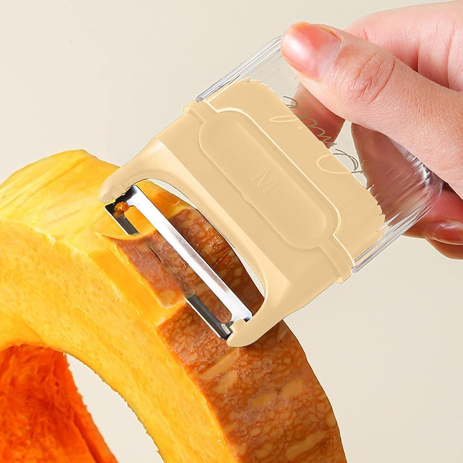 Decojitor/Curatator manual de legume si fructe, , portabil, cu magnet, doua lame, Inox, Galben, 6.7x6x1.6 cm - imagine 3