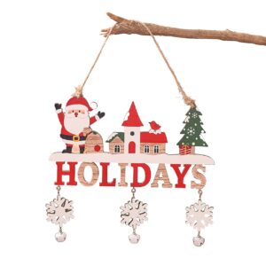 Decoratiune de Craciun din Lemn, , cu Snur pentru Agatare in Brad, Model Mos Craciun, Scris Let It Snow, 21.9x19 cm, Multicolor