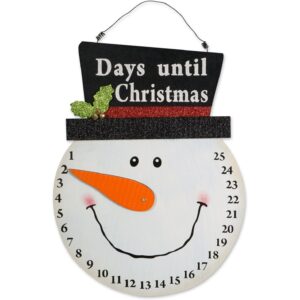 Decoratiune de Craciun , Advent calendar, numara zilele pana la Craciun, model Om de Zapada, material poliester, 17 x 13 cm, alb