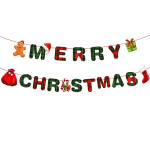 Decoratiune de Craciun, , Tip Banner, pentru Usa sau Perete, Litere 12 x 13 cm, Multicolor, 18 Piese, Sfoara Inclusa, Merry Christmas