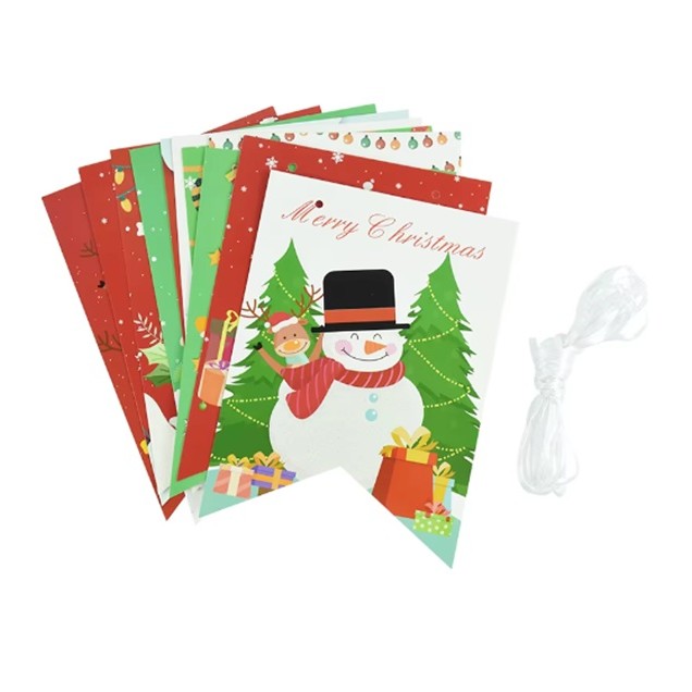 Decoratiune de Craciun, , Tip Banner, 12 Piese, pentru Usa sau Perete, Multicolor, Sfoara Inclusa, Model A - imagine 4