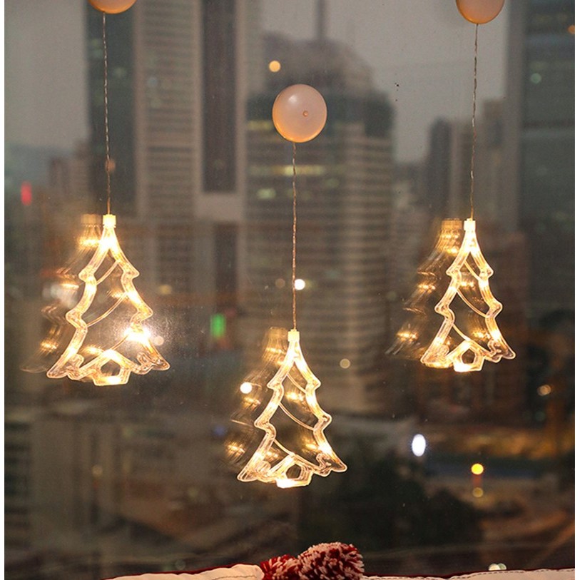 Decoratiune de Craciun Luminoasa in forma de Brad, 21x13 cm, cu Ventuza, Alb Cald, - imagine 2