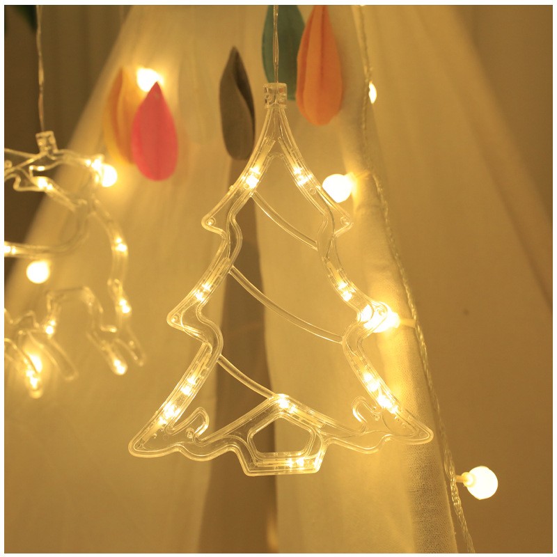 Decoratiune de Craciun Luminoasa in forma de Brad, 21x13 cm, cu Ventuza, Alb Cald, - imagine 4