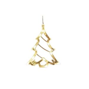 Decoratiune de Craciun Luminoasa in forma de Brad, 21x13 cm, cu Ventuza, Alb Cald,
