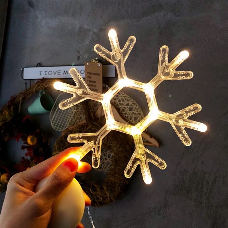 Decoratiune de Craciun Luminoasa in forma de Fulg, 19x19 cm, cu Ventuza, Alb Cald, - imagine 2
