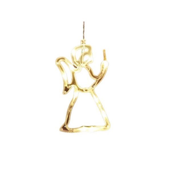 Decoratiune de Craciun Luminoasa in forma de Ingeras 21x12 cm, cu Ventuza, Alb Cald,
