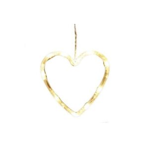 Decoratiune de Craciun Luminoasa in forma de Inima, 13x16.5 cm, cu Ventuza, Alb Cald,