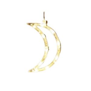Decoratiune de Craciun Luminoasa in forma de Luna, 18.5x12 cm, cu Ventuza, Alb Cald,