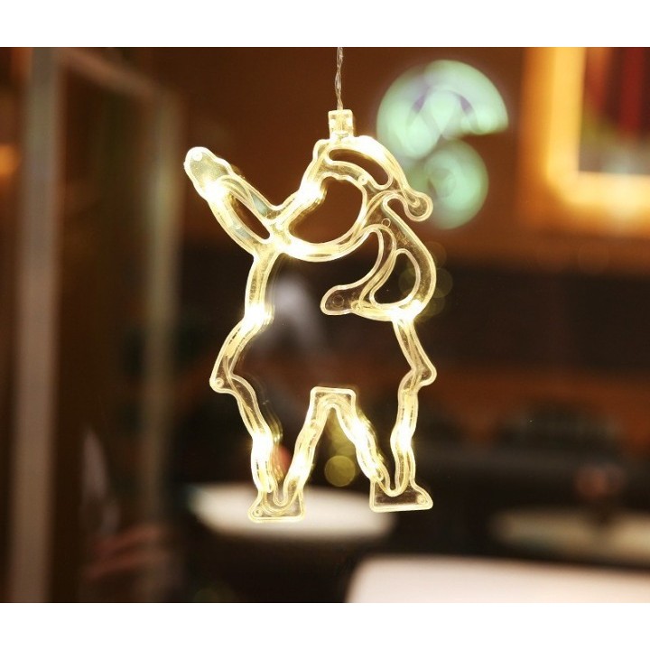 Decoratiune de Craciun Luminoasa in forma de Mos Craciun, 21x13 cm, cu Ventuza, Alb Cald, - imagine 3