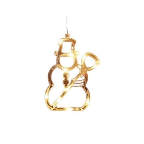 Decoratiune de Craciun Luminoasa in forma de Om de zapada 19x18 cm, cu Ventuza, Alb Cald,