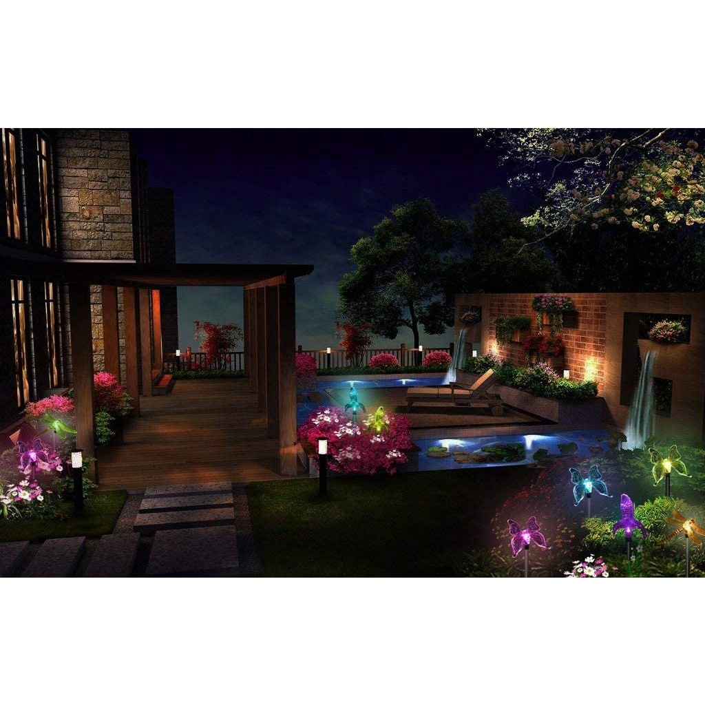 Set 3 Lampi Solare LED tip pasare-fluture-libelula, Inaltime 43 cm, , Multicolor - imagine 3