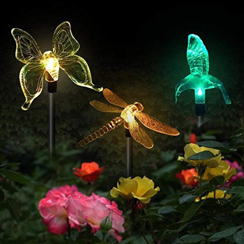 Set 3 Lampi Solare LED tip pasare-fluture-libelula, Inaltime 43 cm, , Multicolor - imagine 4
