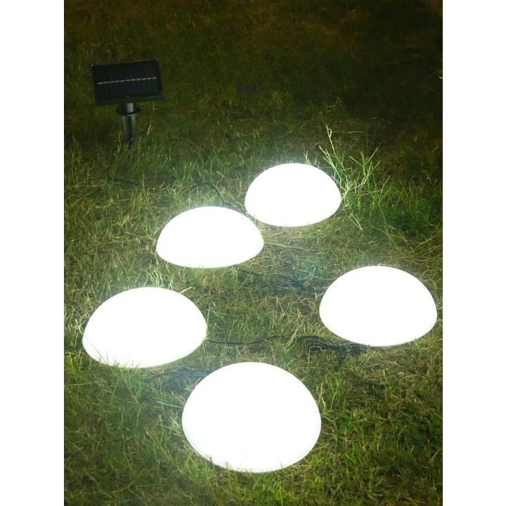 Decoratiune pentru gradina, lampi solare in forma de ciuperca, 5 ciuperci, alb rece - imagine 2