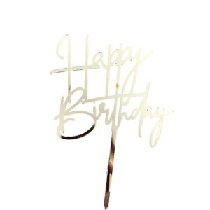 Decoratiune Topper pentru Tort, , Model Happy Birthday, Tematica Aniversare, Arginitu, 10 cm