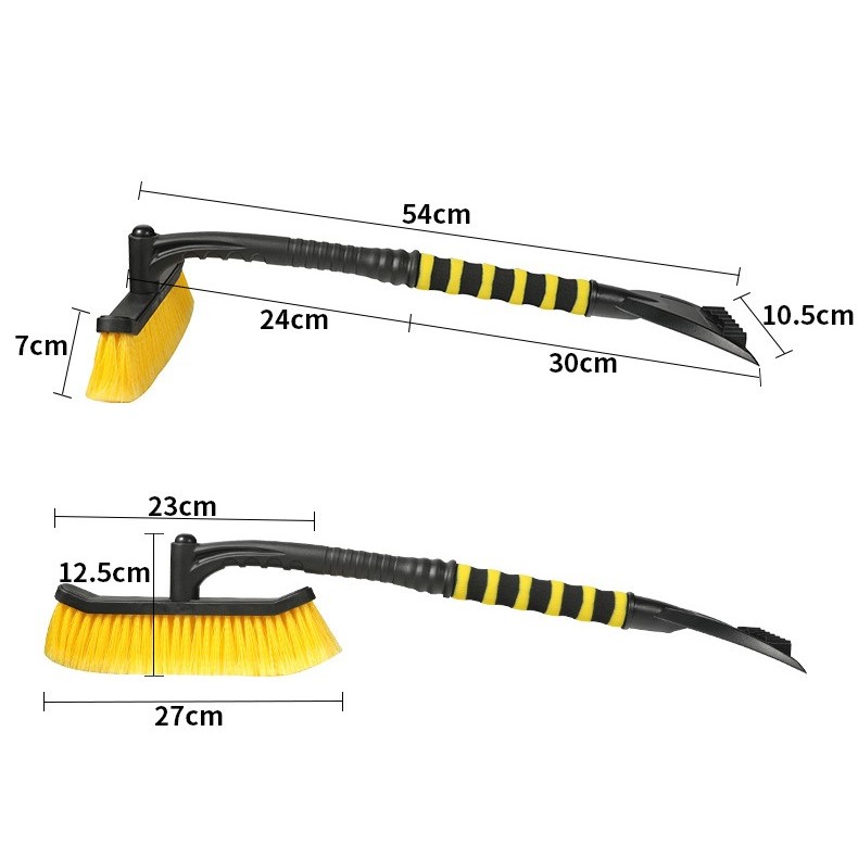 Perie de Zapada cu Racleta pentru Masina, , Multifunctionala, Rotativa, Demontabila, cu Maner Antiderapant, Aluminiu, Plastic, Fragmentarea Ghetii de pe Parbriz, Solutia pentru Iarna, pentru Dezghetare, 54x10.5x27 cm, Galbena - imagine 2