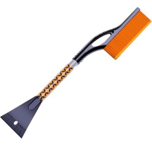 Perie de Zapada cu Racleta pentru Masina, , Multifunctionala, Demontabila, cu Maner Antiderapant, Aluminiu, Plastic, Fragmentarea Ghetii de pe Parbriz, Solutia pentru Iarna, pentru Dezghetare, 68x24x11.1 cm, Portocaliu