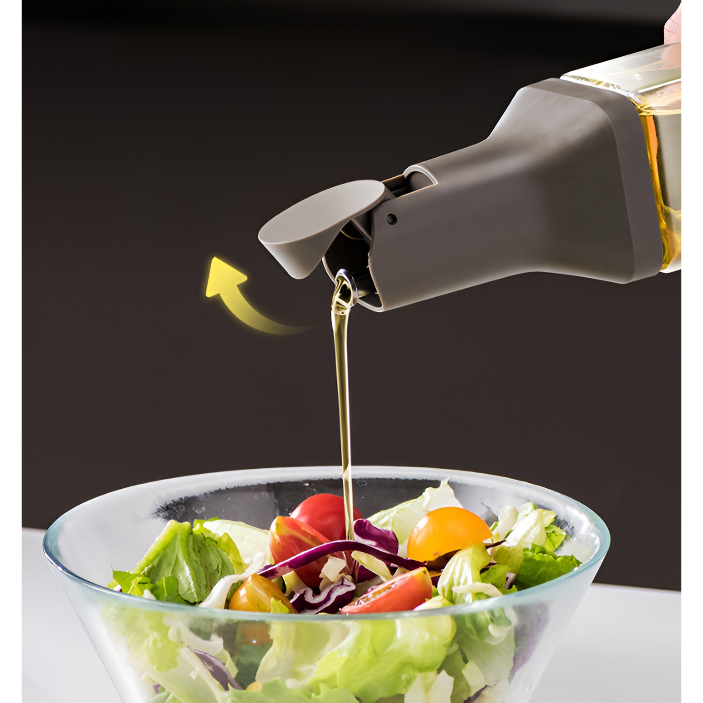 Dispenser pentru Ulei, , Deschidere si Inchidere Automata a Rezervorul, cu Inductie Gravitationala, 500 ml, 29.5x6x6 cm, Gri - imagine 4